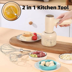 2-in-1 Electric Garlic Chopper & Mini Food Processor